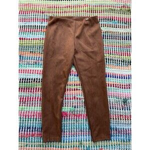 T TAHARI Womens BROWN FAUX LEATHER SUEDE SKINNY ANKLE PANTS Size L